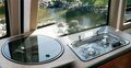 Deep basin sink with glass cover